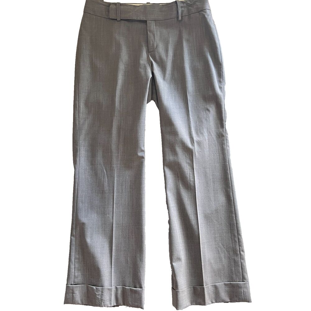 Banana Republic Womens Dress Pants 10 Gray Wool Spandex Blend Martin Fit Cuffs